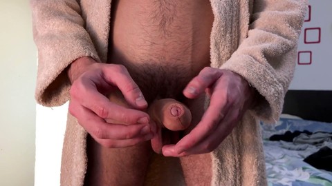 Uncut guy moans and talks dirty while cumming